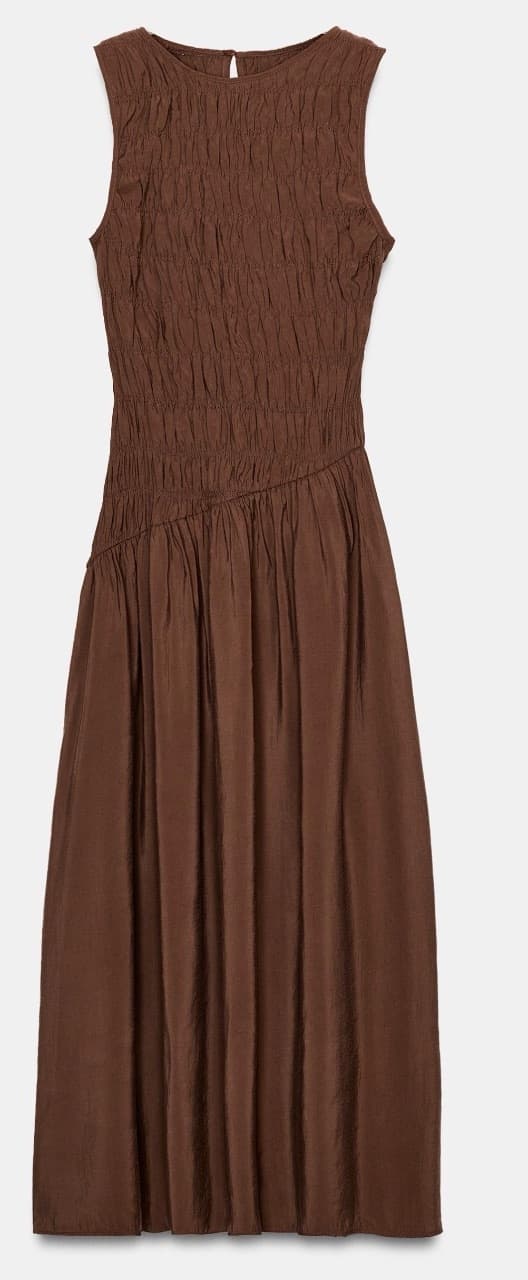 Brown smocked maxi dress