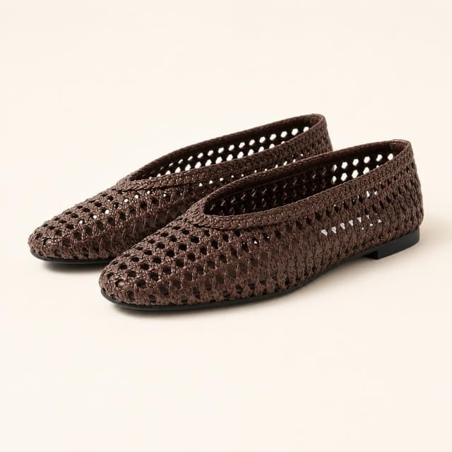 Brown woven flats